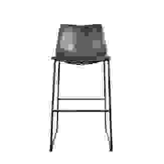Metal Leg Frame Barstool with Vegan Leather Grey Seat SET OF 2